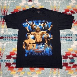 WWE wrestling raw smack down ecw graphic double sided t shirt
